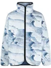 Bonsai Terry Cloth Oversize Zip Jacket With Abstract Pattern In Blue