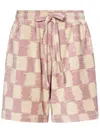 Bonsai Checked Print Viscose Blend Towelling Shorts In Pink