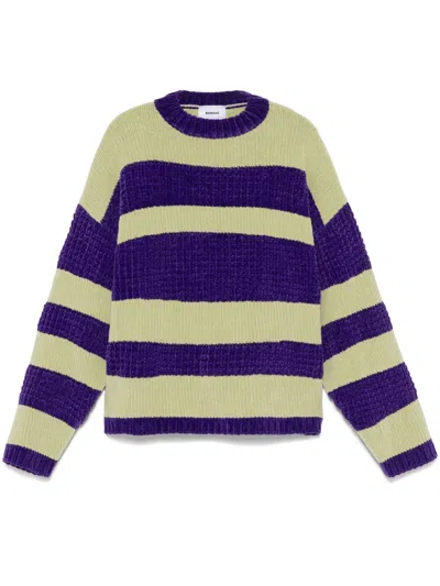Bonsai Striped Crew-neck Sweater In Green
