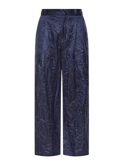 Bonsai Crinkled-effect Trousers In Blue