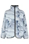 Bonsai Terry Cloth Oversize Zip Jacket With Abstract Pattern In Blue
