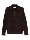 Bonsai Textured-knit Polo Sweater In Brown