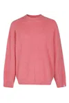 Bonsai Textured Knit Sweater With Round Neckline In Pink