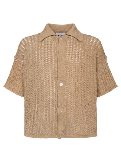 Bonsai Three Quarter Sleeves Beige Polo Shirt