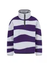 Bonsai Turtleneck Sweater In Grey Fleece Purple Striped Pattern