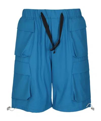 Bonsai Virgin Wool Cargo Shorts In Blue