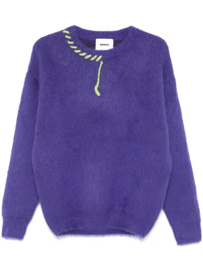 Bonsai Whipstitch-detail Sweater In Purple
