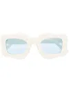Bonsai Oversized Curved-frame Sunglasses In White