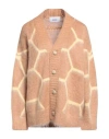Bonsai Woman Cardigan Camel Size L Mohair Wool, Polyamide, Wool In Beige
