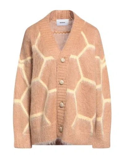 Bonsai Woman Cardigan Camel Size L Mohair Wool, Polyamide, Wool In Beige