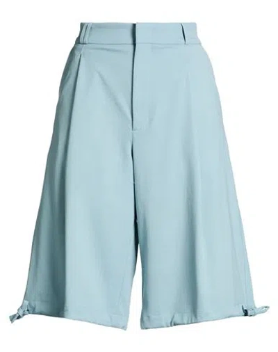 Bonsai Woman Shorts & Bermuda Shorts Sky Blue Size L Polyester, Virgin Wool, Elastane