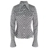 Bontemps Women's Neutrals / Black / White The Rialta Flare Blouse - Neutra Geo Tile In Black/white