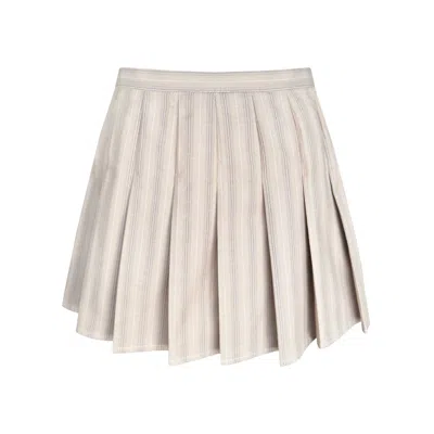 Bontemps Women's Neutrals / Pink / Purple The Pippa Pleated Mini Skirt - Monaco Stripe In Pink/purple