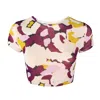 Bontemps Women's Pink / Purple The Gjalene Cropped Babydoll Shirt - Flora Stina Aubergine In Pink/purple