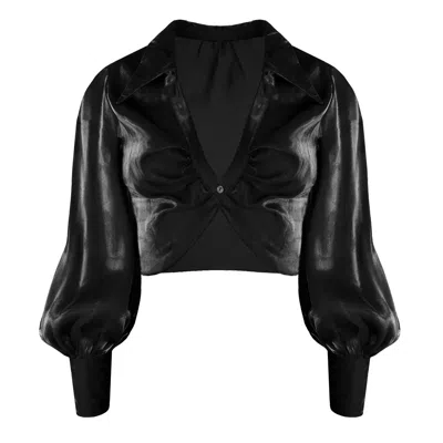 Bontemps Women's The Neve Single Button Rouched Bishop Shirt - Liquid Black