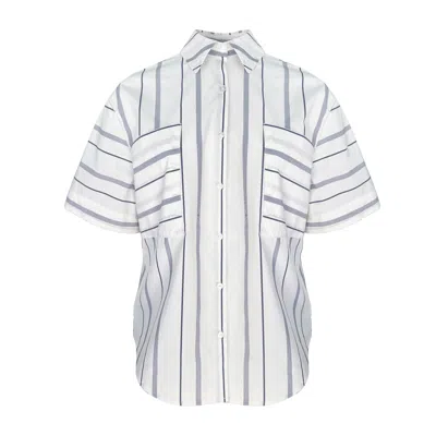 Bontemps Women's White The Ramona A-line Button Up Shirt - Biarritz Stripe