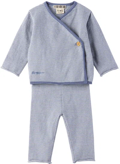 Bonton Kids' Baby Blue Dipsy Pyjama Set In Rayure Bleue
