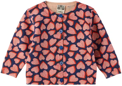 Bonton Baby Navy Lilet Cardigan In Imp Coeur Bleu
