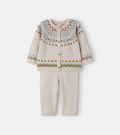 Bonton Kids' Toudou Scone羊毛混纺开衫与裤子套装