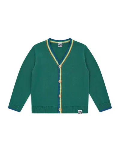 Bonton Kids' Boy's Discovert Cardigan In Dark Green