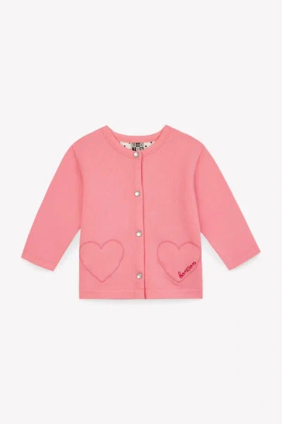 Bonton Kids' Cardigan Con Cuore In Pink