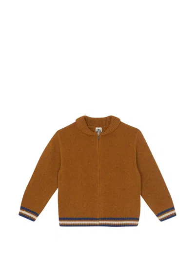 Bonton Kids' Collared Cardigan In Brown