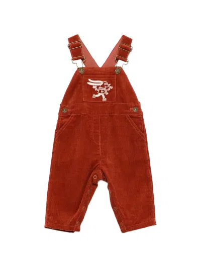 Bonton Babies' Corduroy-texture Dungarees In Orange