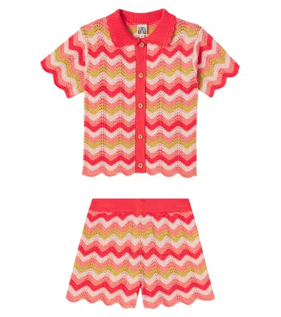 Bonton Kids' Cotton Ninon Top And Nine Shorts Set In Multi
