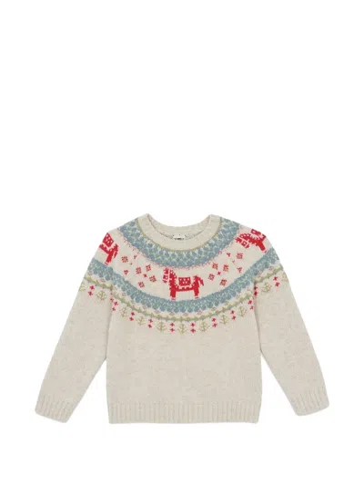 Bonton Kids' Fair Isle-knit Sweater In White