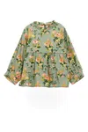 Bonton Floral Blouse In Green