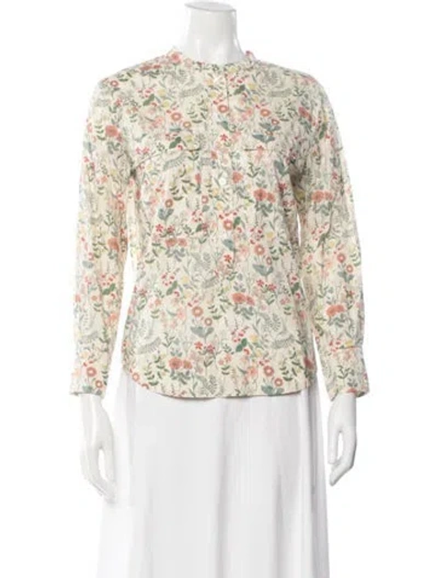 Pre-owned Bonton Floral Print Long Sleeve Top In Neutrals