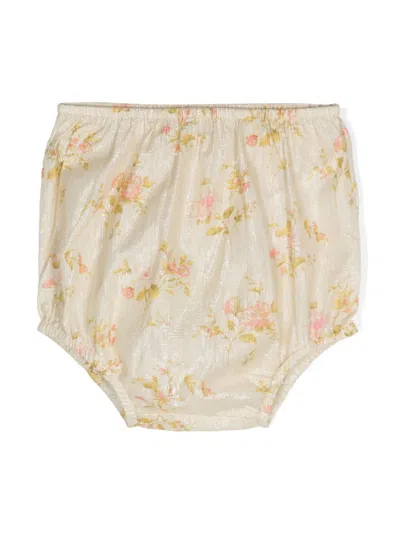 Bonton Babies' Floral-print Lurex Bloomers In Neutrals
