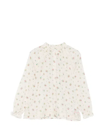 Bonton Kids' Floral-print Blouse In Neutral