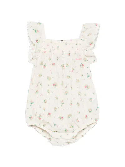 Bonton Babies' Floral-print Romper In Neutral