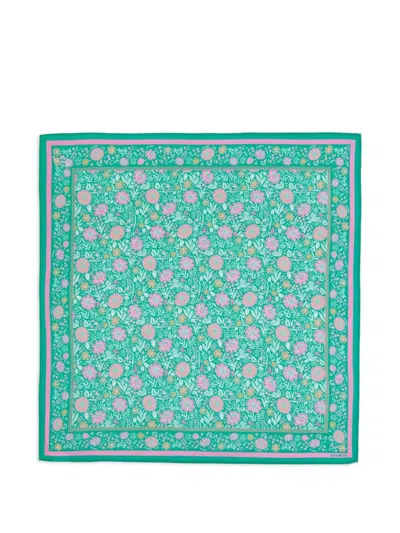 Bonton Kids' Floral-print Scarf In Green