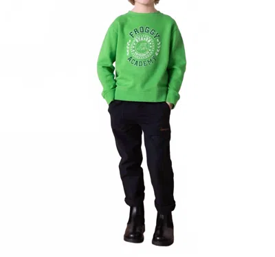 Bonton Kids' Froggy Academy Fleece Sweatshirt In Green