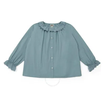 Bonton Kids'  Girls Blue Popeline Long Sleeves Blouse