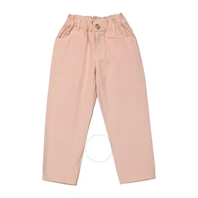 Bonton Kids'  Girls Eau De Rose Casual Cotton Trousers In Pink