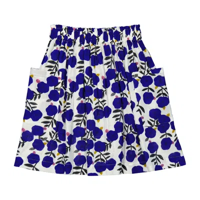 Bonton Kids'  Girls Floral Print Organic Cotton Skirt In Blue