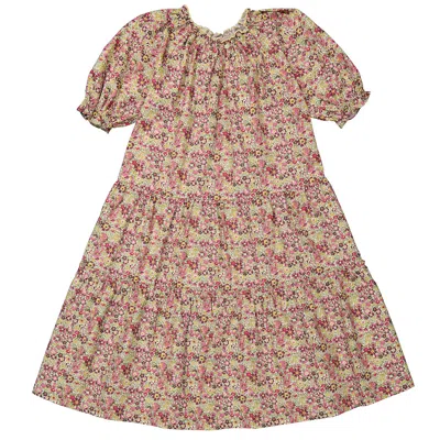 Bonton Kids'  Girls Liberty Violet Emy Cotton Dress In Multi