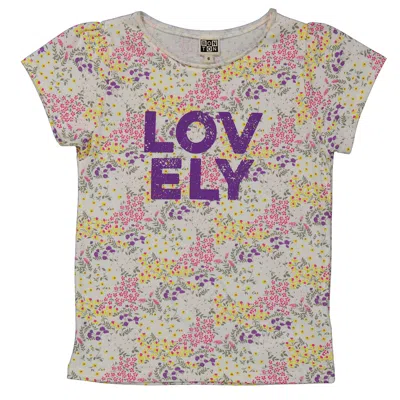 Bonton Kids'  Girls Lovely Floral Organic Cotton T-shirt In Green