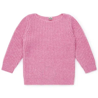 Bonton Kids'  Girls Rose Chacha Fine Knit Sweater In Pink