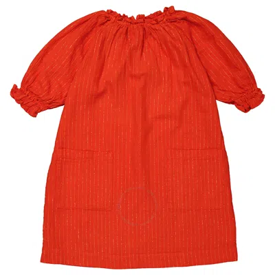 Bonton Kids'  Girls Rouge Tigre Puff Sleeves Dress In Red