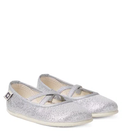 Bonton Kids' Glitter Ballet Flats In Gray