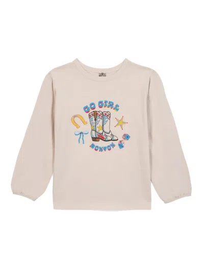 Bonton Kids' Go Girl T-shirt In Neutral