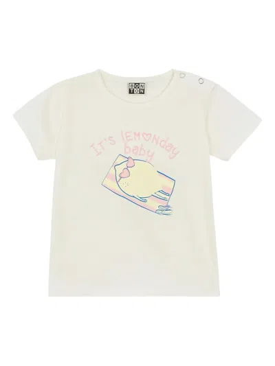 Bonton Kids' Graphic Print Top In White