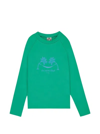 Bonton Kids' Graphic-print Long-sleeve T-shirt In Green