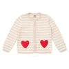 Bonton Heart-embroidered Knit Cardigan In Pink