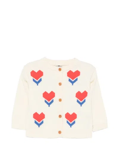 Bonton Babies' Heart-embellishment Cardigan In Neutral