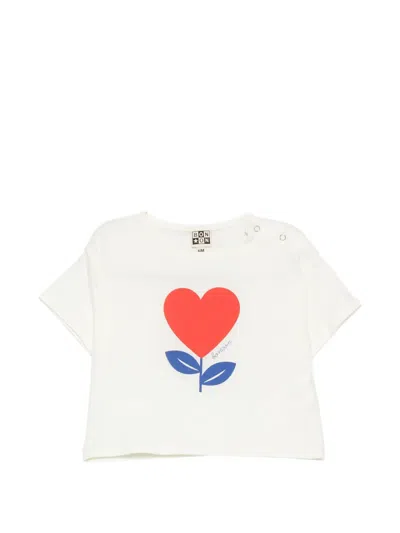 Bonton Babies' Heart-print T-shirt In Neutral